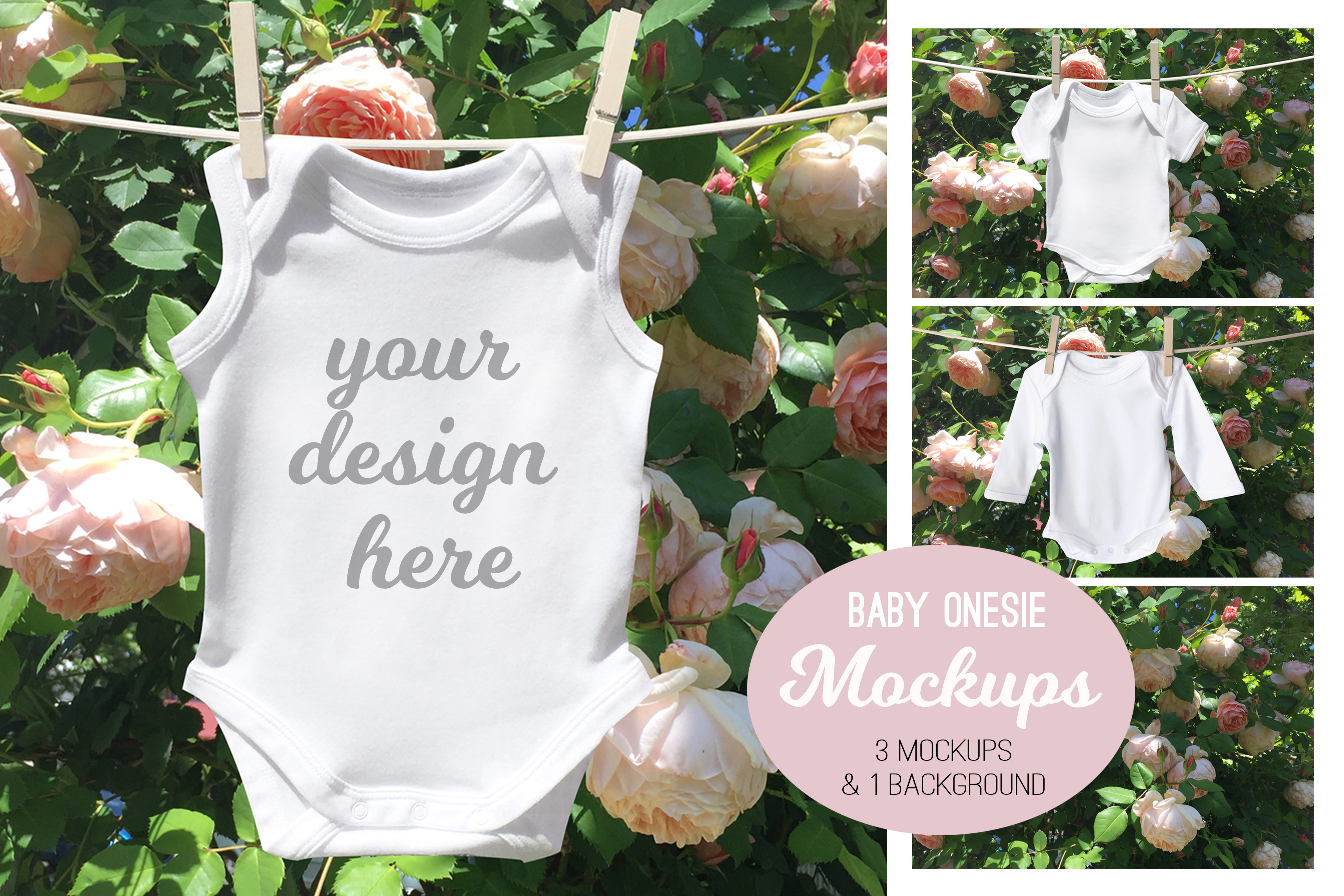 Download baby onesie rose mockup bundle | Creative Photoshop ...