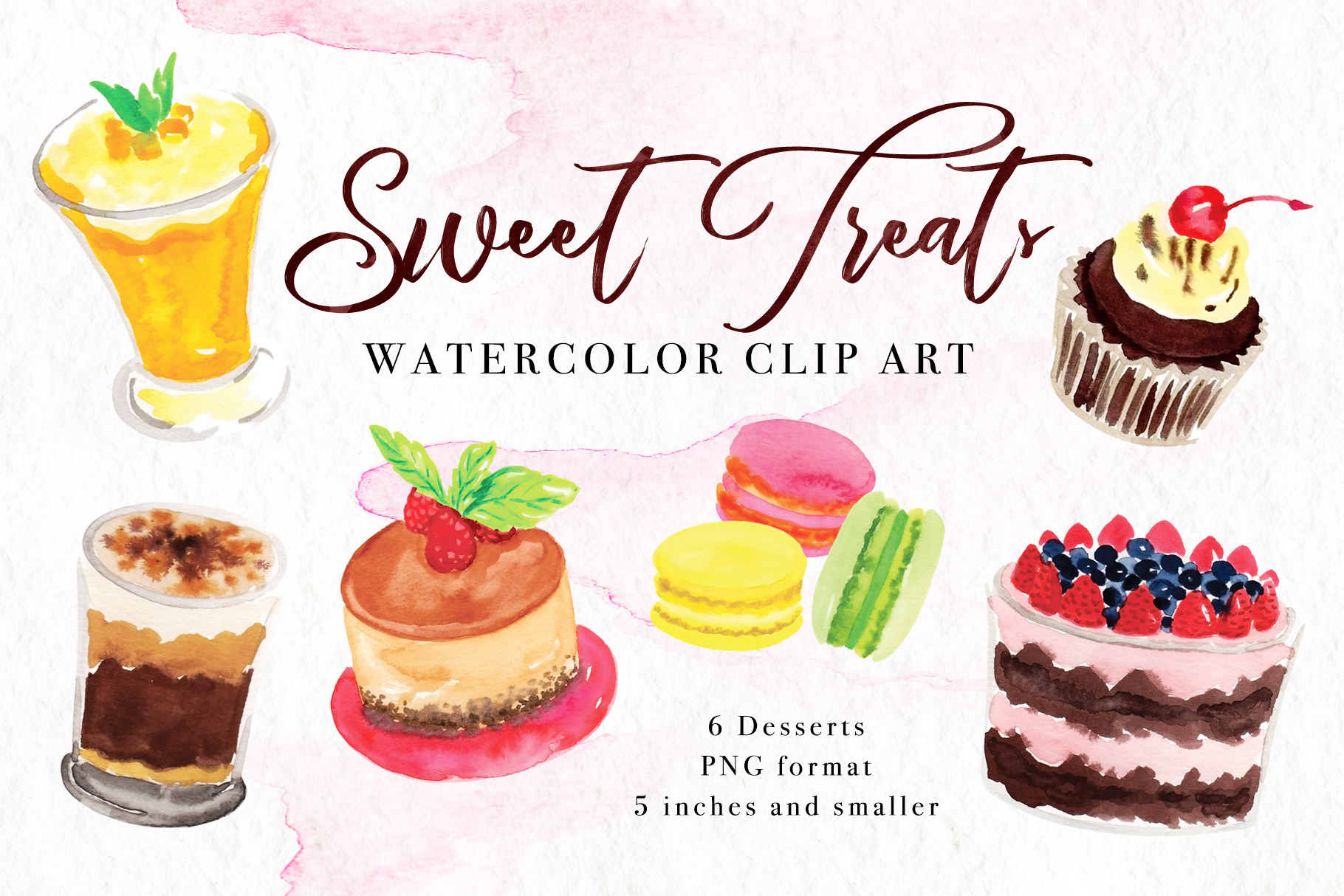 Sweet Treats Watercolor Clip Art Pre Designed Photoshop Graphics Creative Market