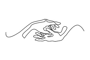 Line drawing of holding hands | Pre-Designed Illustrator Graphics