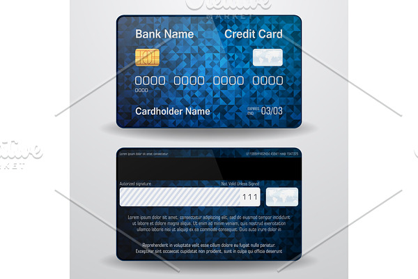 Detailed realistic vector credit card. | Pre-Designed Illustrator ...