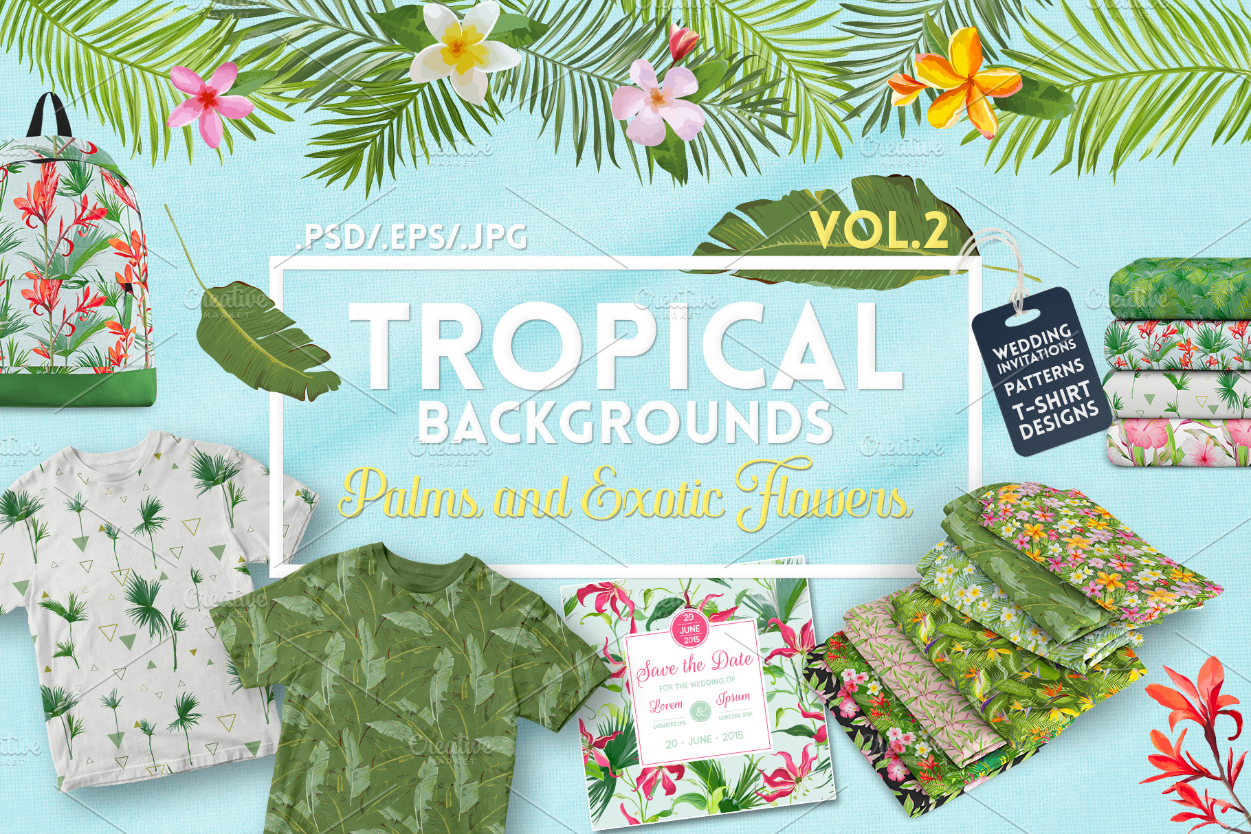 Download Tropical Design Backgrounds Bundle Pre Designed Photoshop Graphics Creative Market