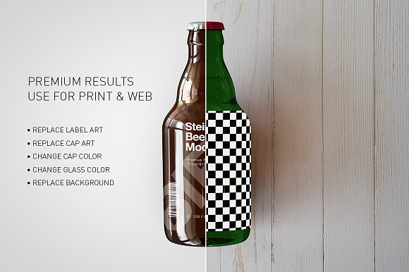 Download Beer Bottle Mock Up Steinie Bottle Creative Photoshop Templates Creative Market