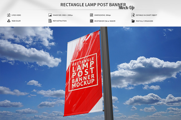 Download Rectangle Lamp Post Banner Mock Up Creative Photoshop Templates Creative Market