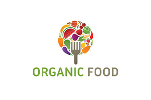 Organic Food Logo Creative Illustrator Templates Creative Market