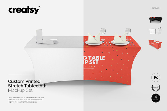 Download Stretch Tablecloth Mockup Set Creative Photoshop Templates Creative Market