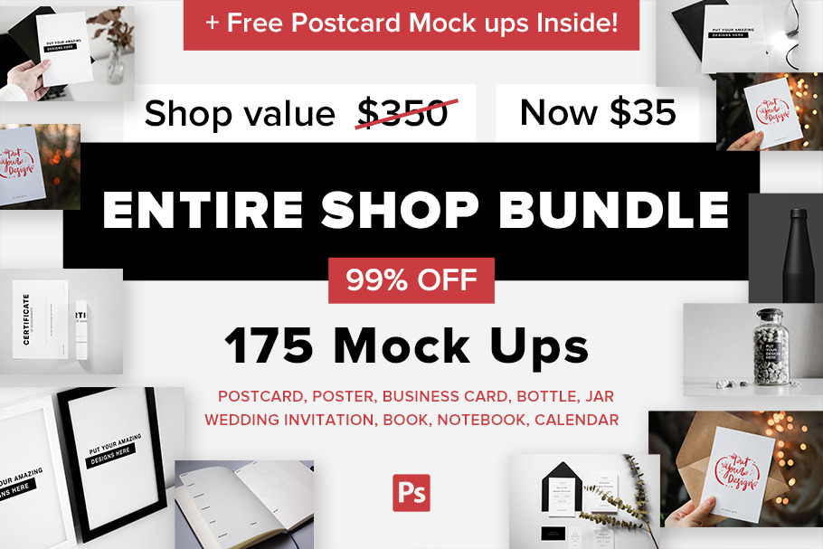 Download 175 Mockups Free Postcard Mockups Creative Photoshop Templates Creative Market