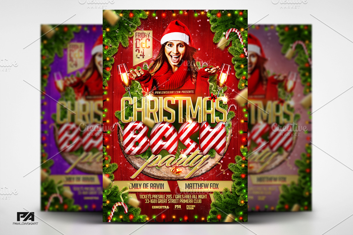 Christmas Bash Party Flyer Template | Flyer Templates ~ Creative Market