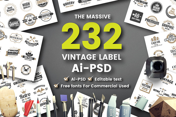 Download 1046 Vintage Badge Ribbon Creative Illustrator Templates Creative Market