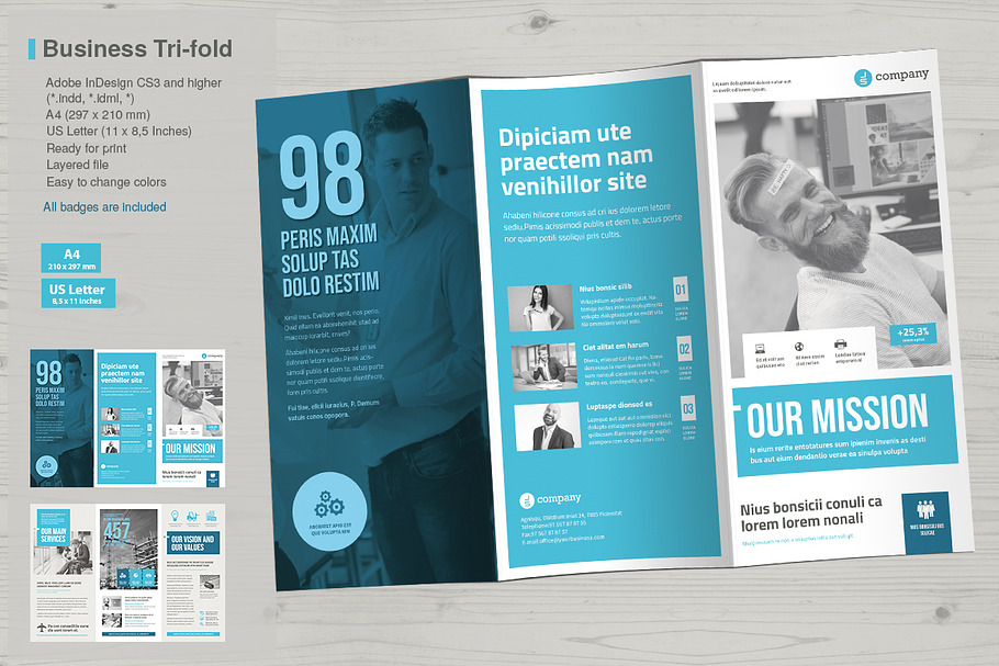 Business Tri-fold Vol. 7 | Creative InDesign Templates ~ Creative Market