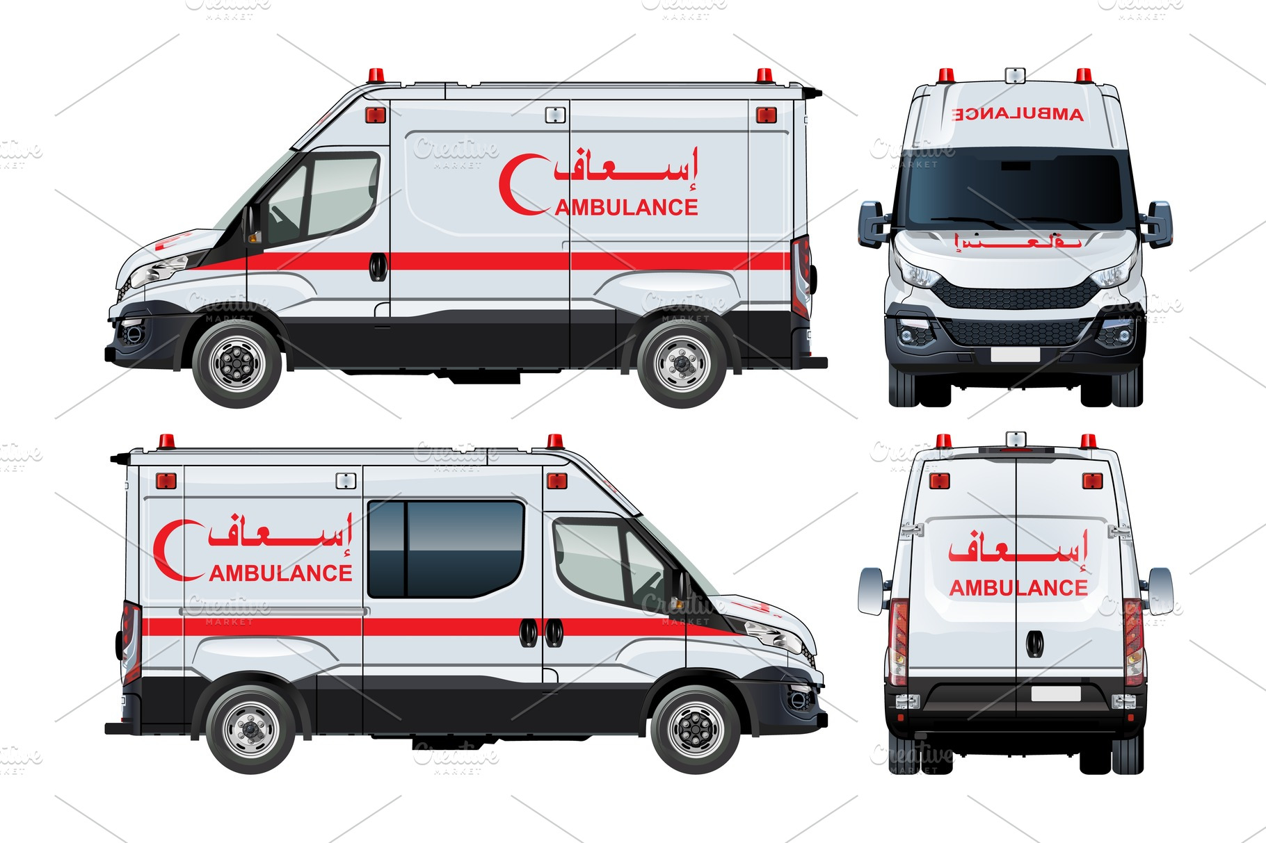 Download Vector Ambulance Van Creative Product Mockups Creative Market