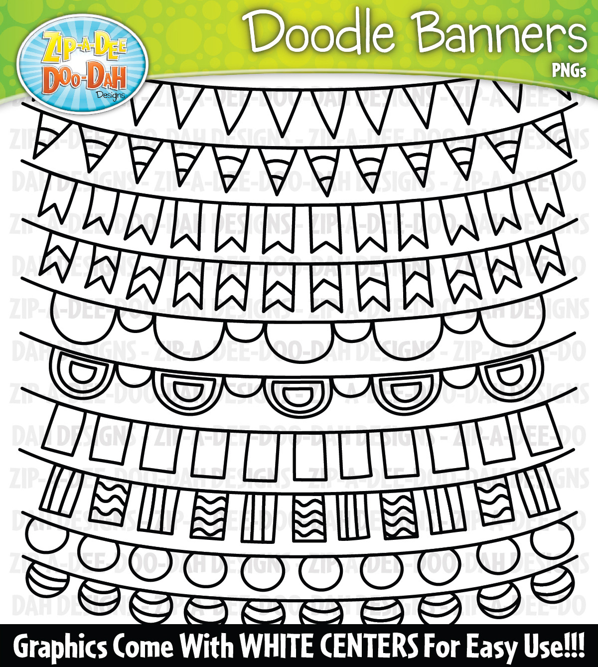 Doodle Banners Clipart Set 1 | Pre-Designed Photoshop Graphics ...