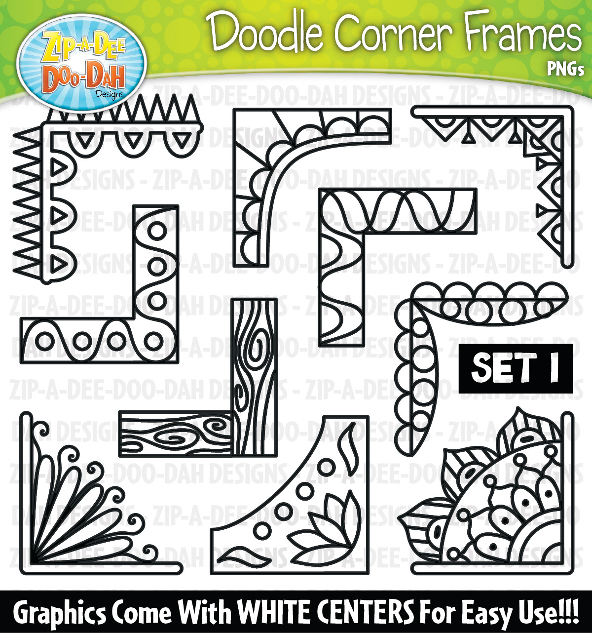 Doodle Corner Frames Clipart Set 1 | Illustrations ~ Creative Market