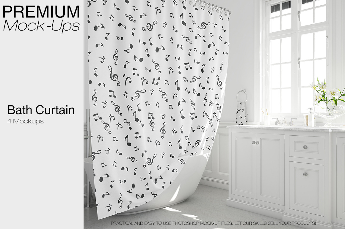 Download Bath Curtain Mockup Pack Creative Photoshop Templates Creative Market