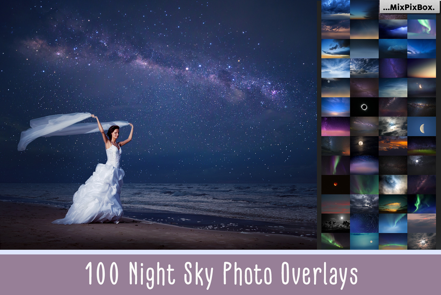 100 Night Sky Overlays Unique Photoshop Add Ons Creative Market