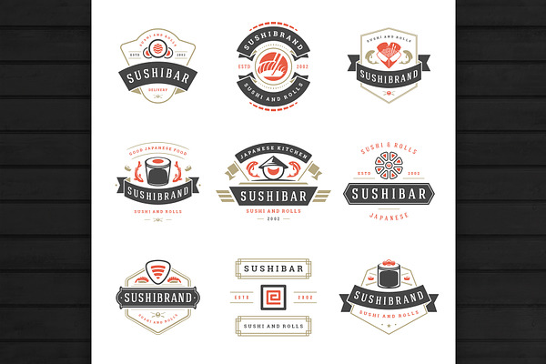 18 Sushi Bar Logos and Badges | Creative Illustrator Templates ...