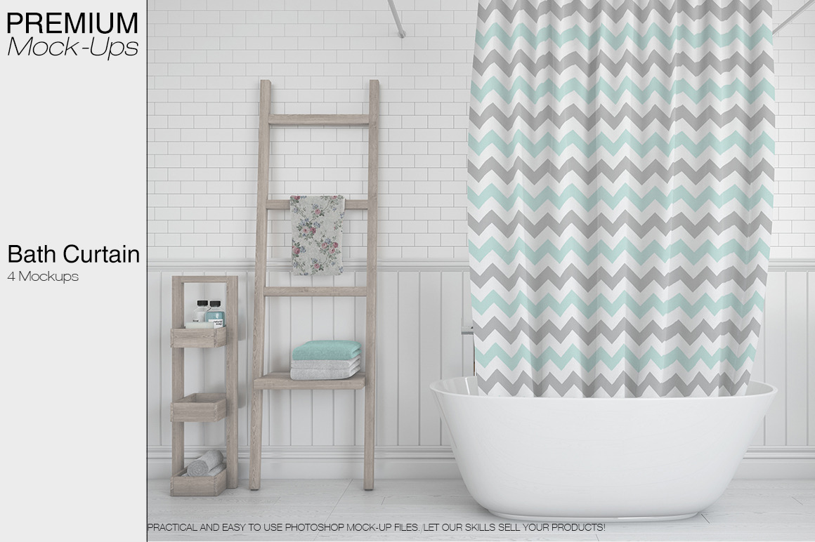 Download Bath Curtain Mockup Pack Creative Photoshop Templates Creative Market