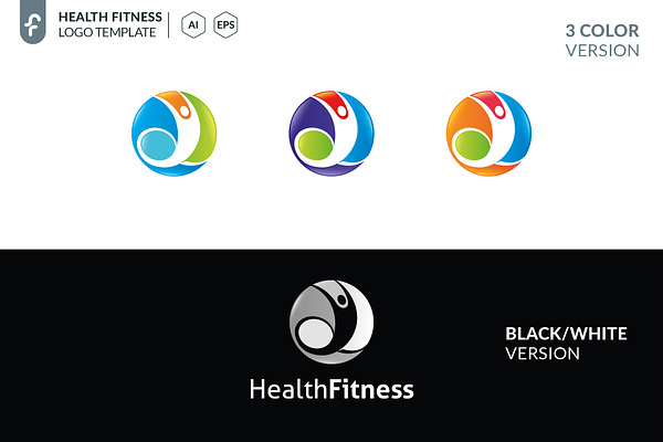 Health Fitness Logo | Creative Illustrator Templates ~ Creative Market