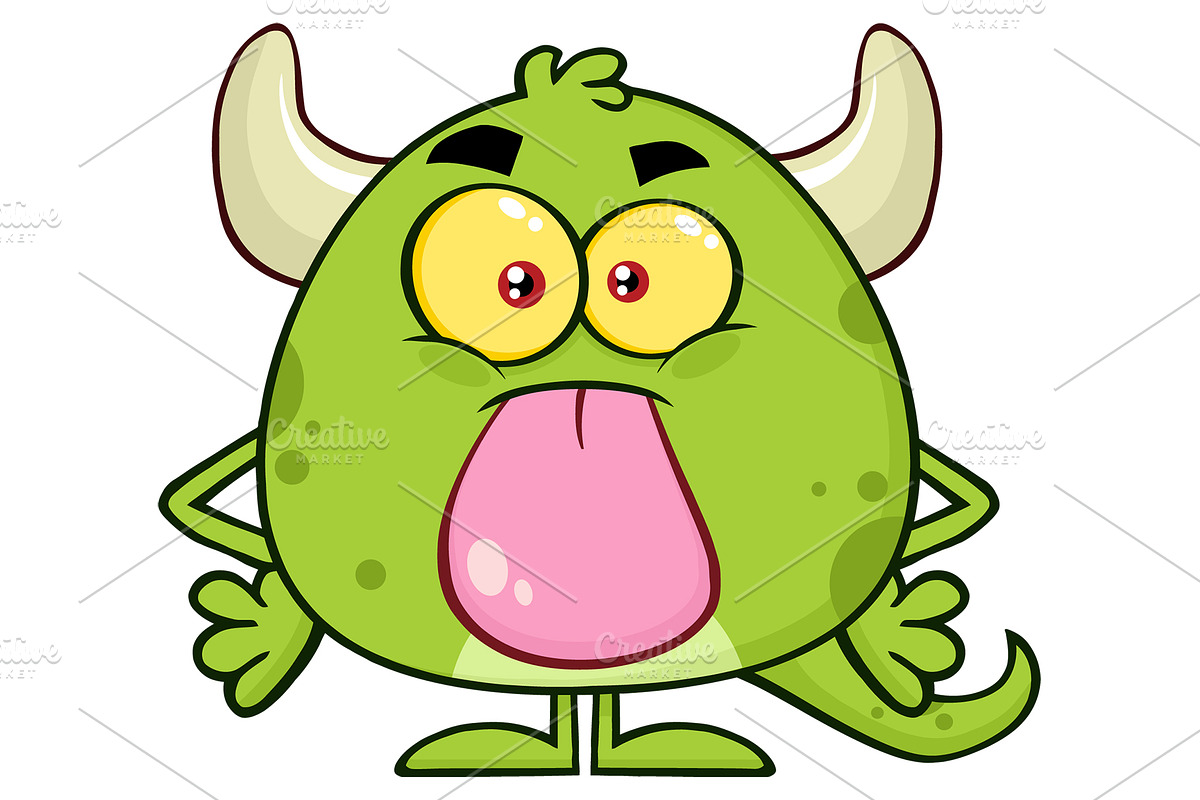 Green Monster Character Scaring | Pre-Designed Photoshop Graphics