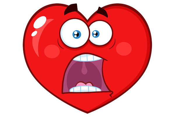 Scared Red Heart Character | Pre-Designed Photoshop Graphics ~ Creative ...