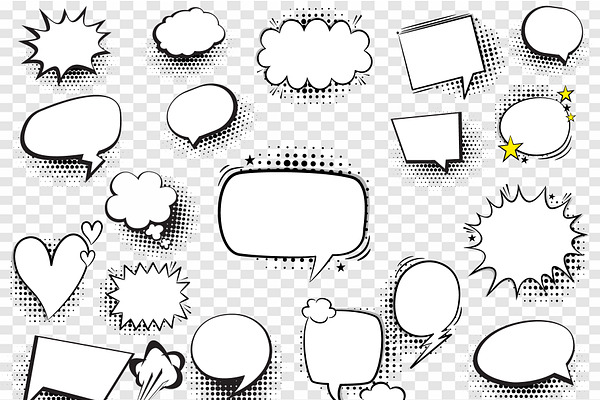 Speech Bubbles Comic Creator Set | Pre-Designed Illustrator Graphics