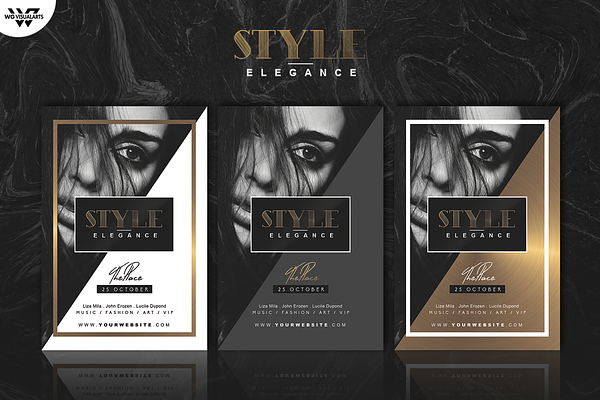 Gold Elegance Flyer Template Creative Photoshop Templates Creative Market