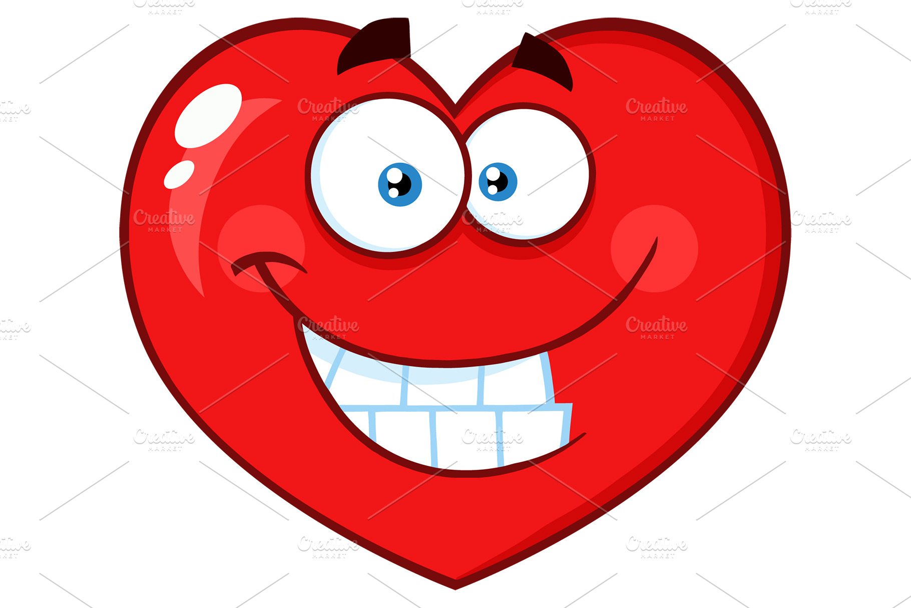 Smiling Red Heart Cartoon Emoji Face PreDesigned Graphics Creative Market