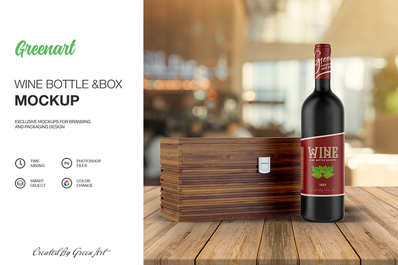 Download Wine Bottle Width Box Creative Photoshop Templates Creative Market