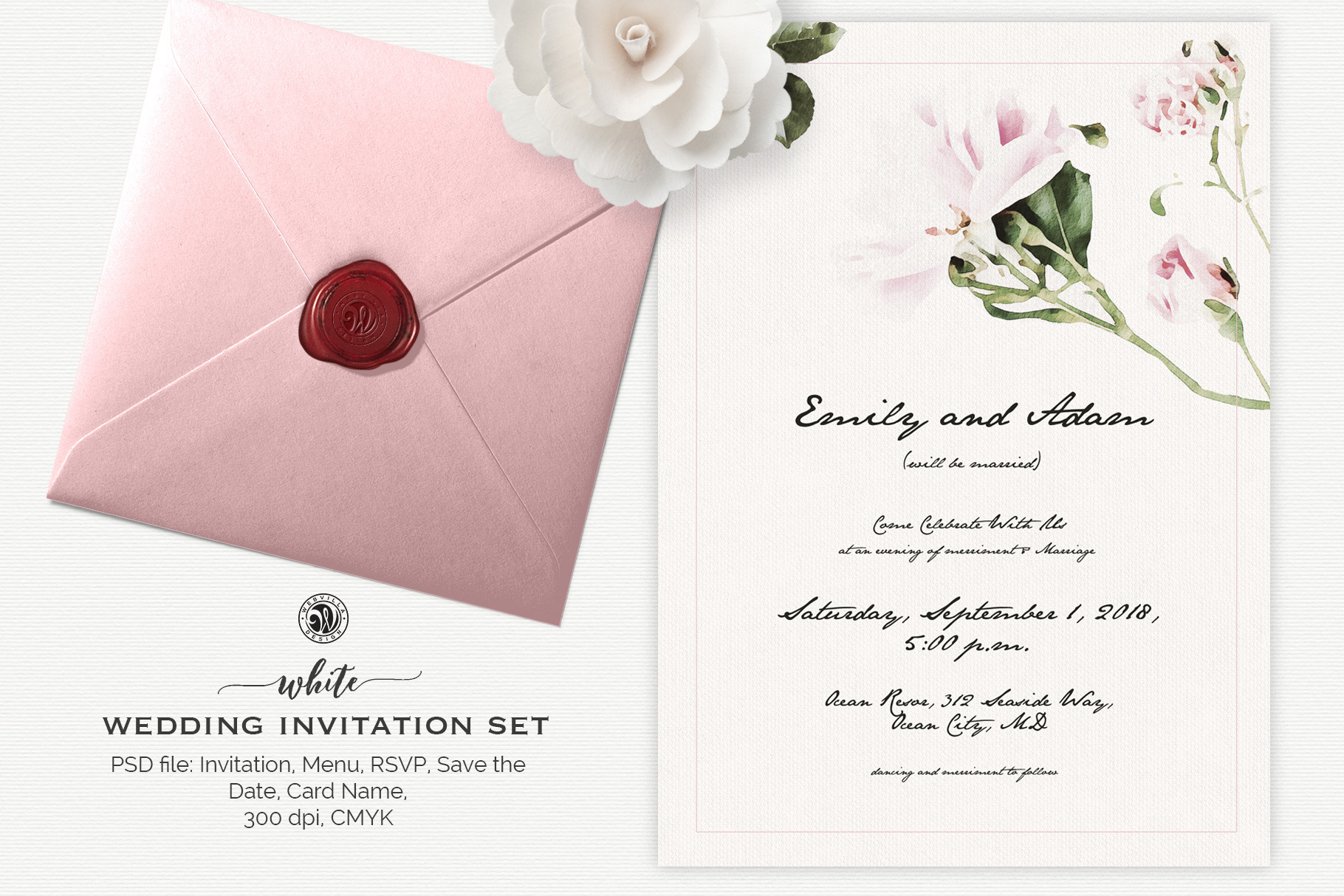 White Wedding Invitation Set | Photoshop Templates ~ Creative Market