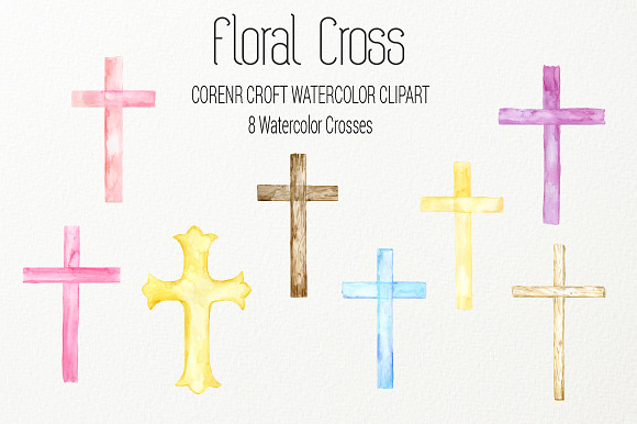 Download Watercolor Clip Art Floral Cross Pre Designed Photoshop Graphics Creative Market