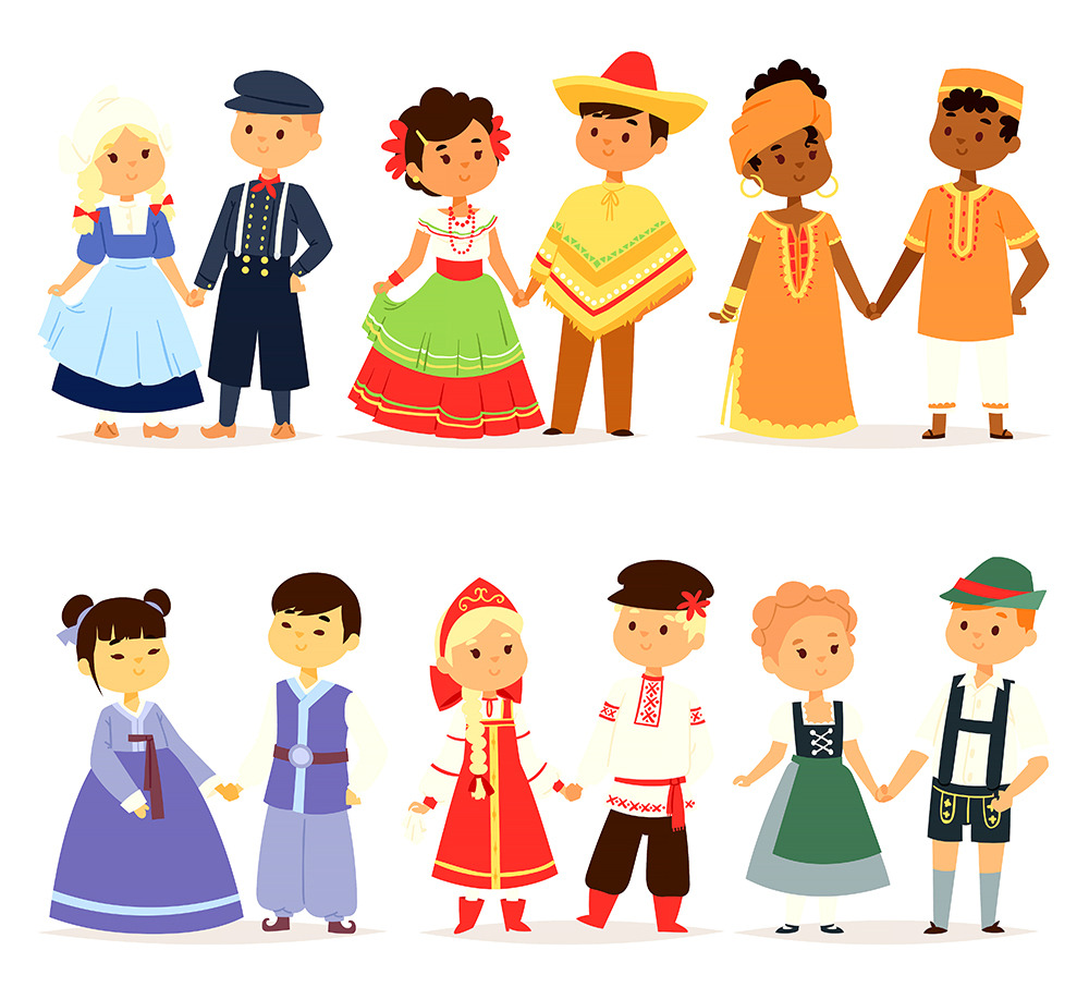 Traditional kids cosume country | People Illustrations ~ Creative Market