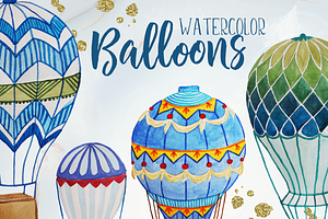 Watercolor Hot Air Balloons | Custom-Designed Illustrations ~ Creative