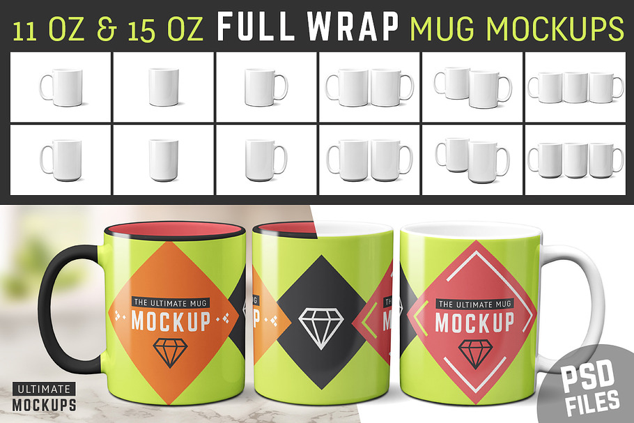 Download 11 Oz 15 Oz Mug Mockups Psds Creative Photoshop Templates Creative Market