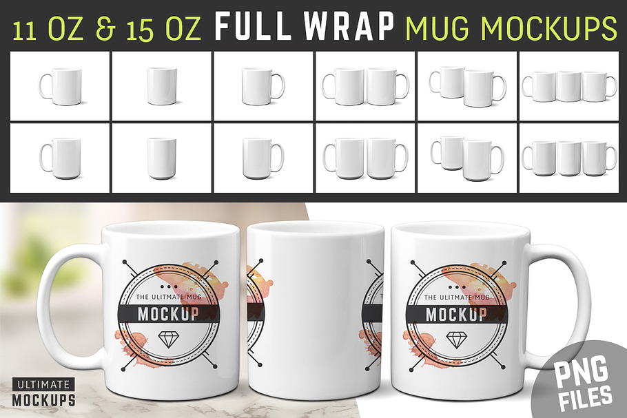 Download 11 Oz 15 Oz Mug Mockups Psds Creative Photoshop Templates Creative Market