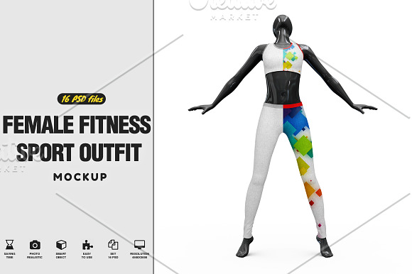 Download Female Sport Outfit Vol 2 Mockup Creative Photoshop Templates Creative Market