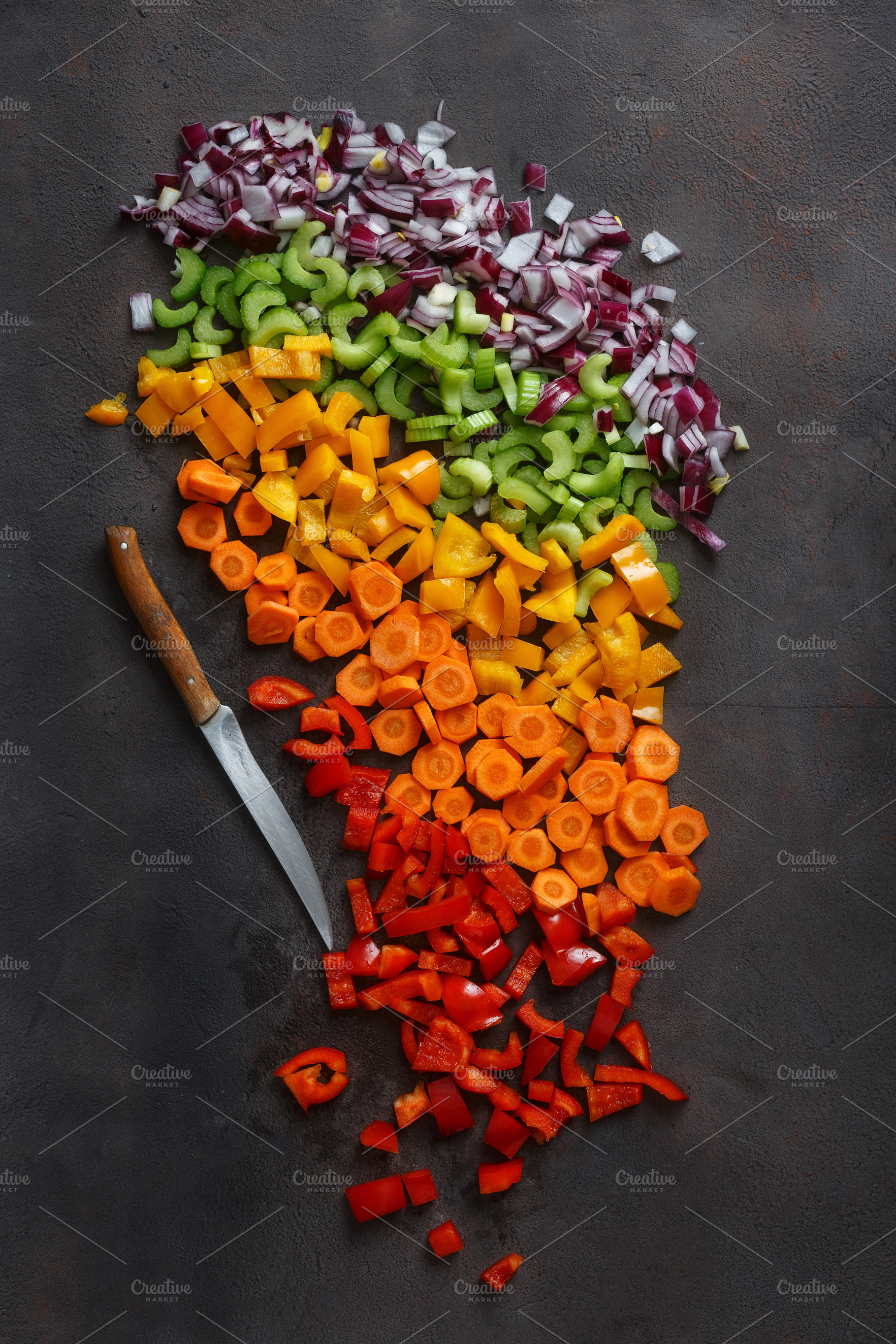 Fresh chopped vegetables Stock Photo by Edalin