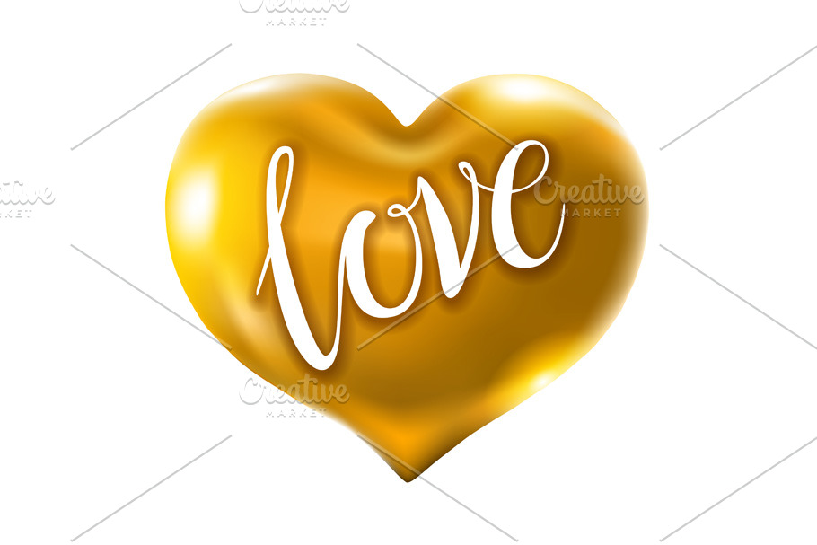 Big Golden Heart Vector Love Pre Designed Illustrator Graphics Creative Market