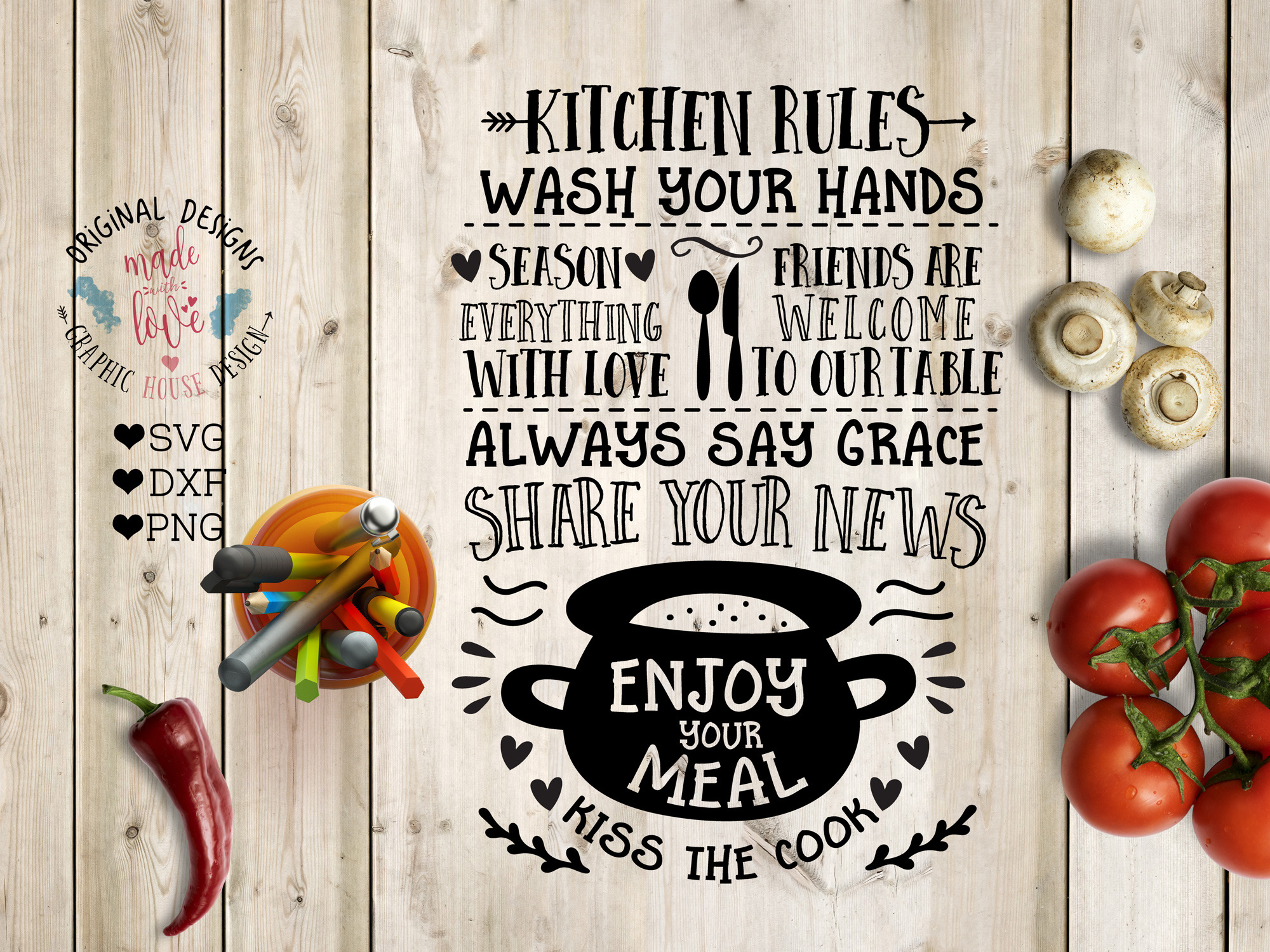 Kitchen Rules Cut File & Printable Graphics Creative Market