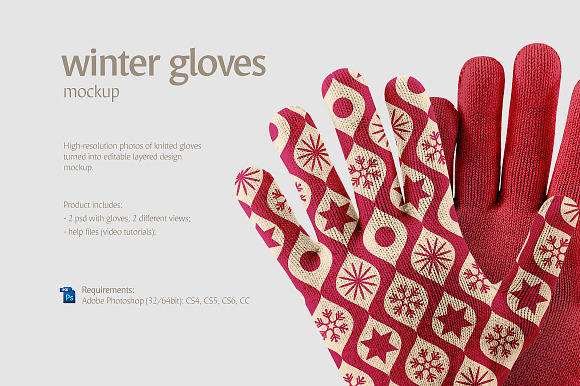 Download Winter Gloves Mockup Creative Photoshop Templates Creative Market