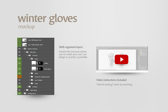 Download Winter Gloves Mockup Creative Photoshop Templates Creative Market