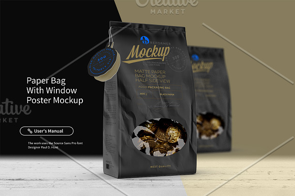 Download Paper Bag With Window Poster Mockup Creative Photoshop Templates Creative Market