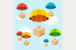 Colorful Parachute Background. | Pre-Designed Illustrator Graphics