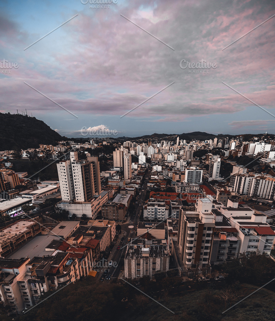 Wide Angle Shot Of Evening Cityscape High Quality Architecture Stock Photos Creative Market