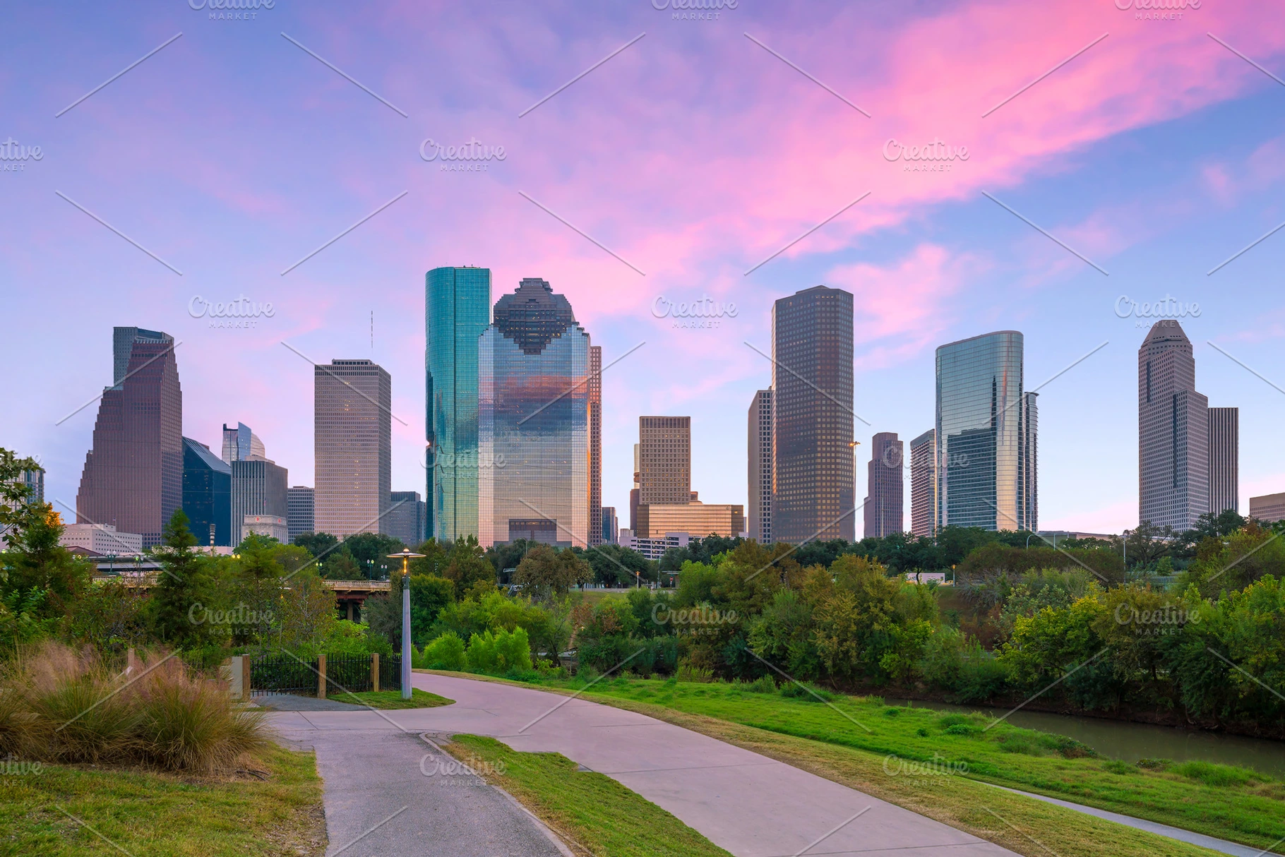 Downtown houston skyline in texas containing houston, texas, and