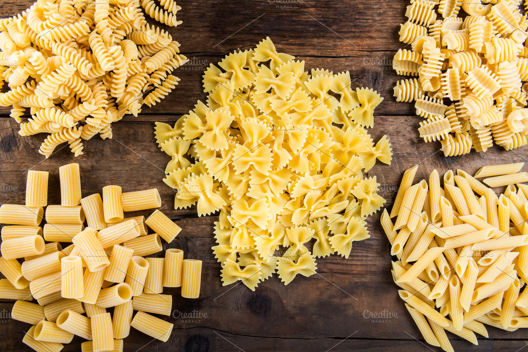 Different types of raw pastas stock photo containing pasta and raw ...