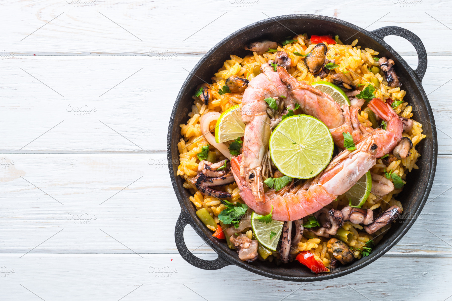 seafood-paella-traditional-spanish-dish-top-view-containing-paella-pan