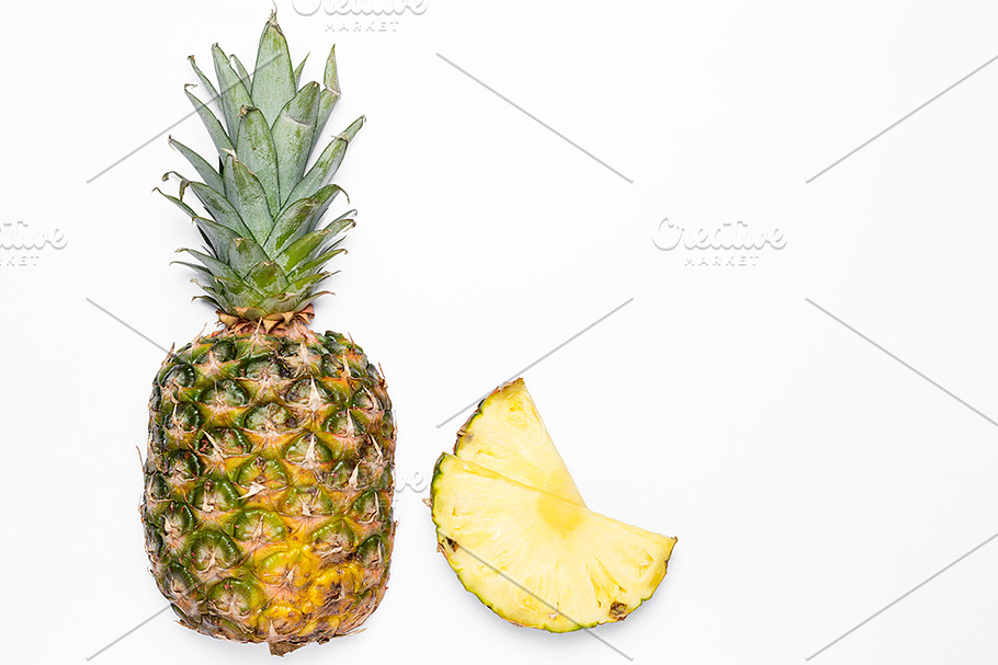 Pineapple on white background featuring pineapple, fresh, and