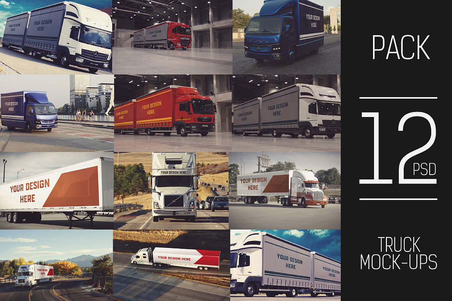 Download 12 Psd Truck Trailer Mock Up Creative Photoshop Templates Creative Market