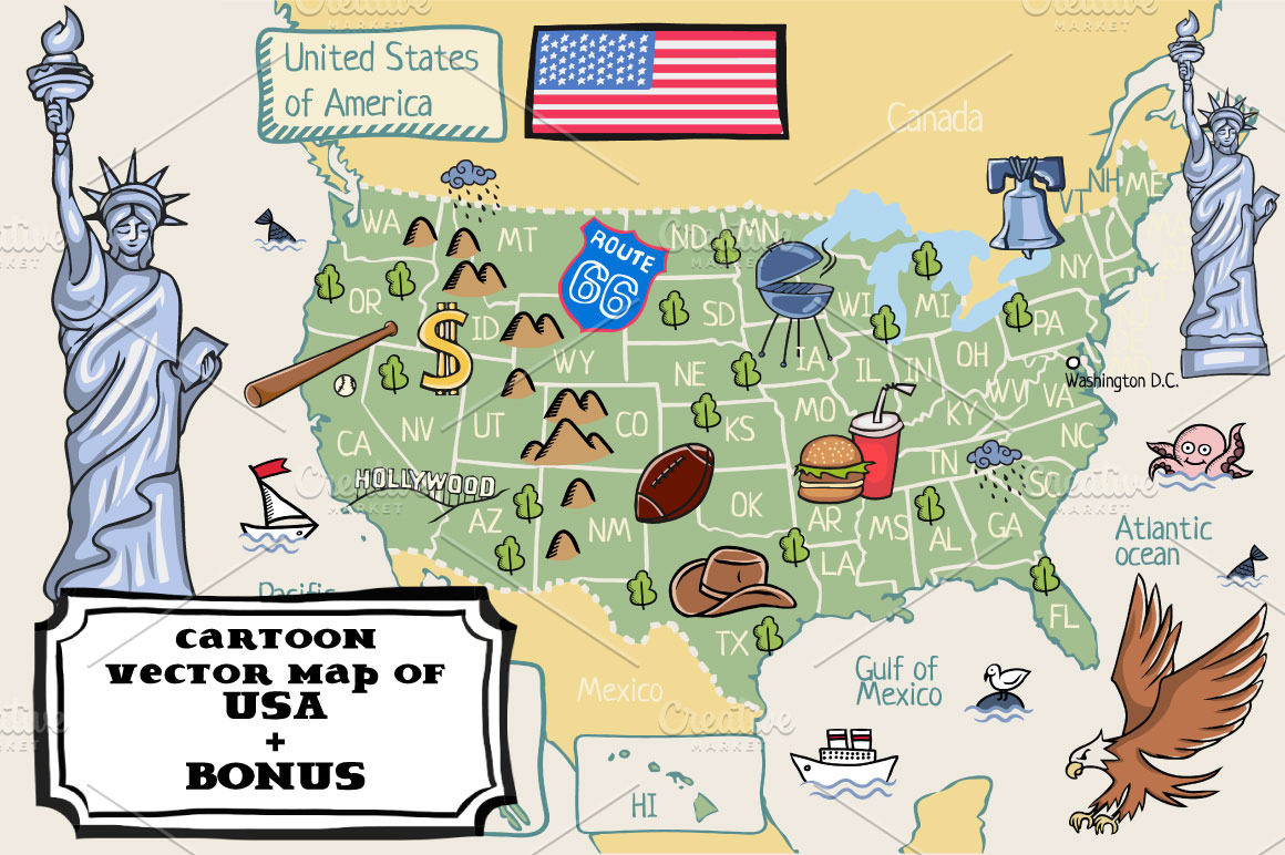 Map Quiz 50 States Cartoon Version