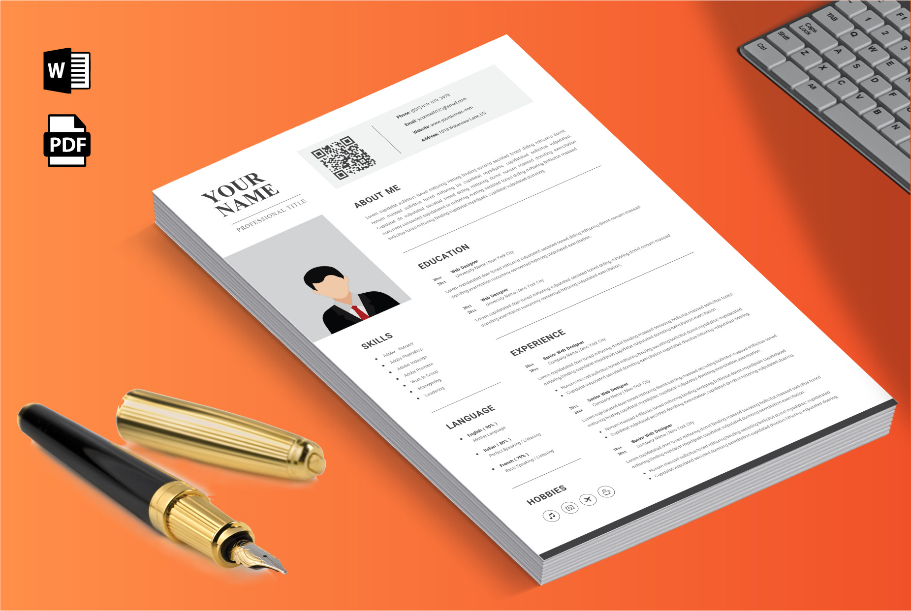 Simple Resume Template Editable Resume Templates ~ Creative Market 4771