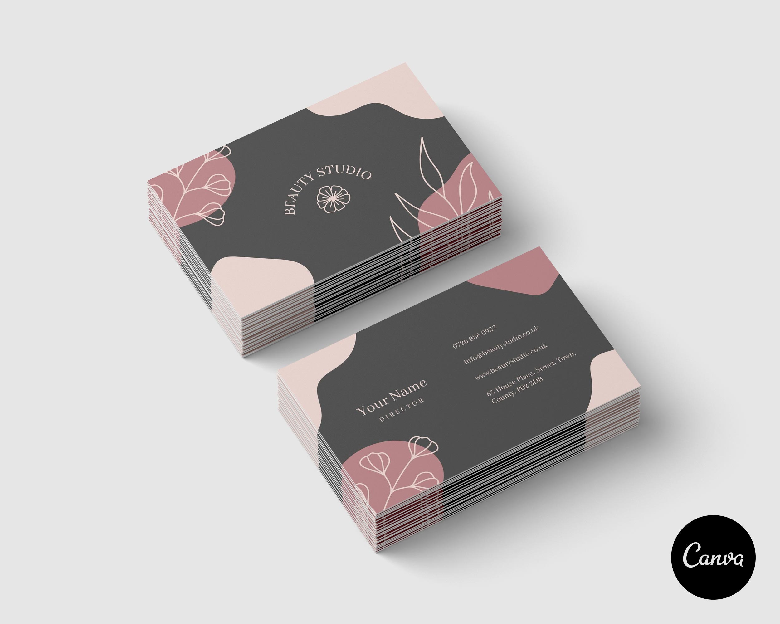 Canva Beauty Studio Business Card | Business Card Templates ~ Creative ...